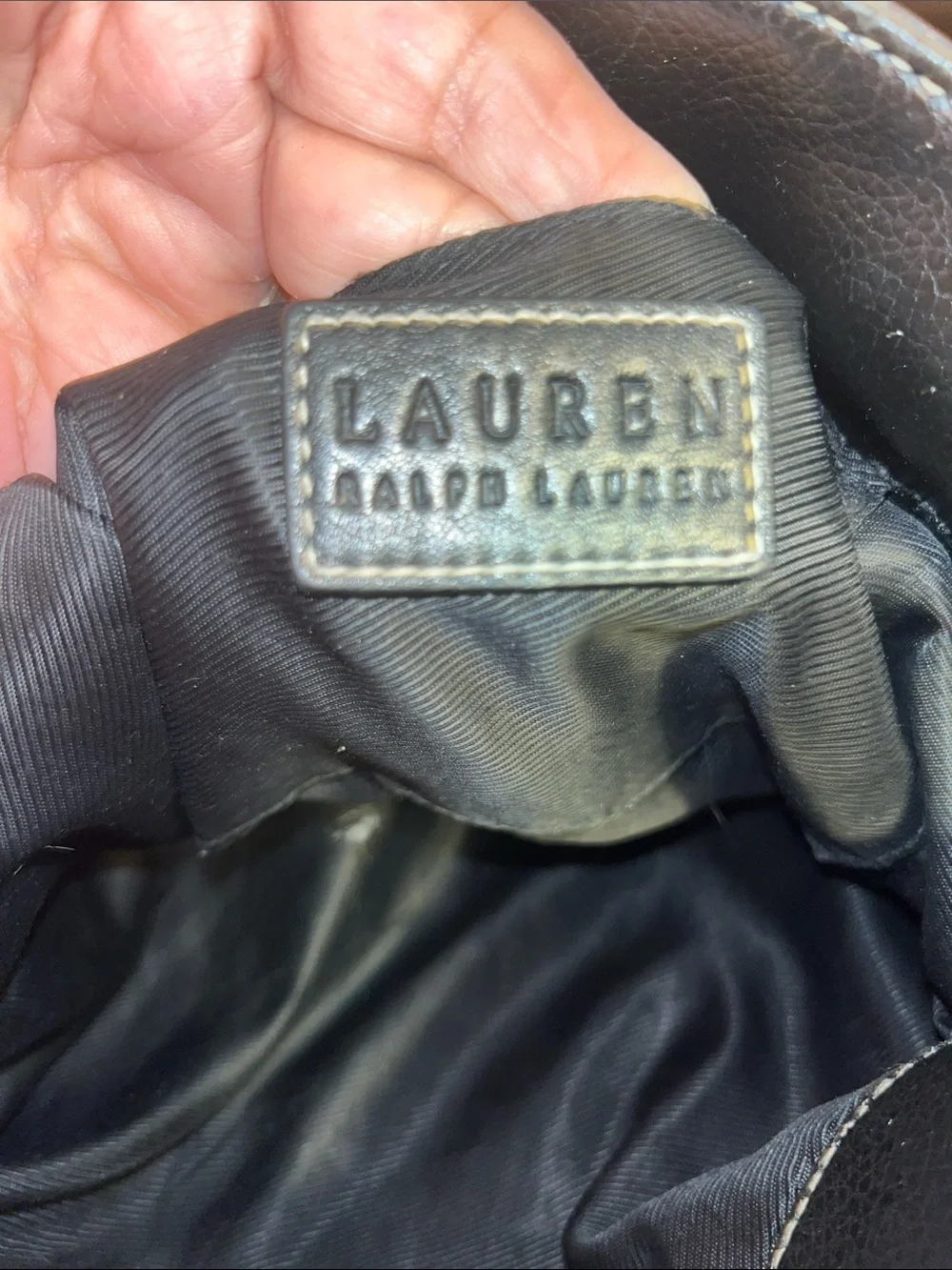 EUC Lauren Ralph Lauren Pebbled Leather Hobo Handbag